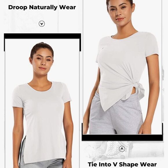 ⭐️nwt ALONG FIT Short-Sleeved T-Shirt Open Side Design⭐️ - Picture 3 of 12